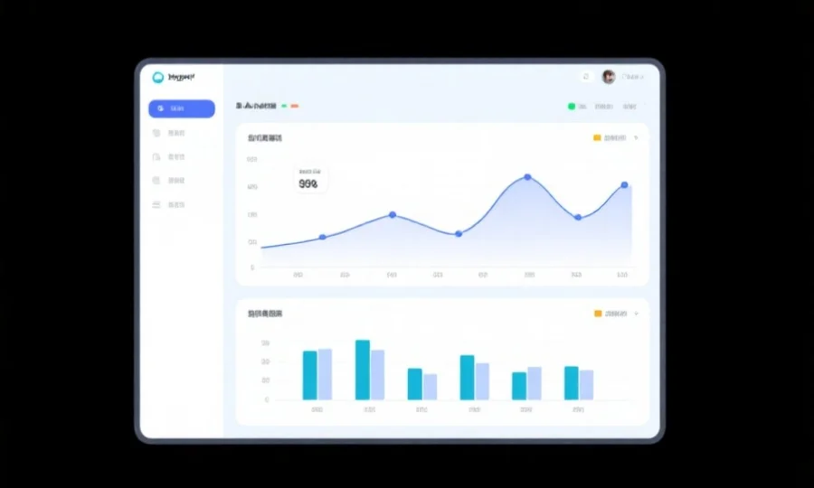 简洁明了的数据分析图表界面，包括折线图和柱状图，背景为浅色